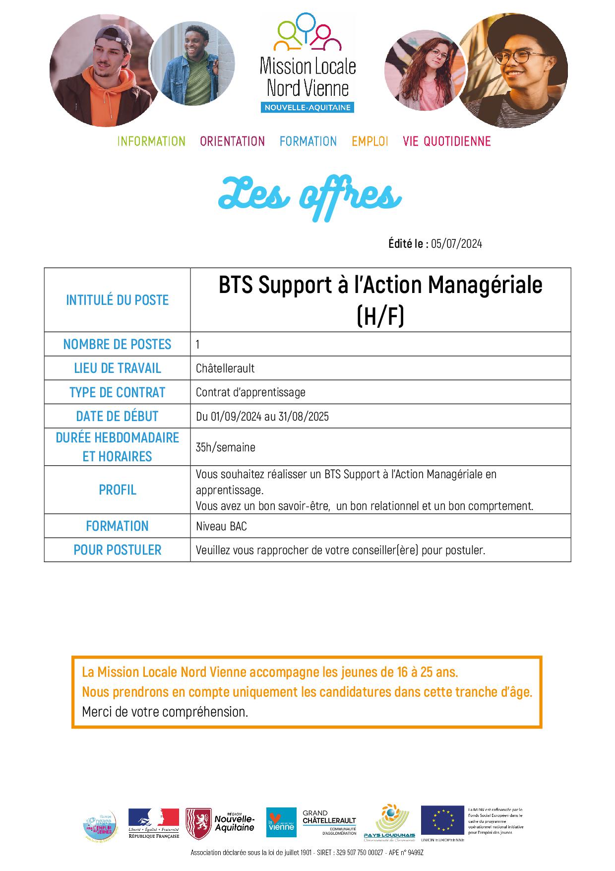 BTS Support à l’Action Managériale (H/F)