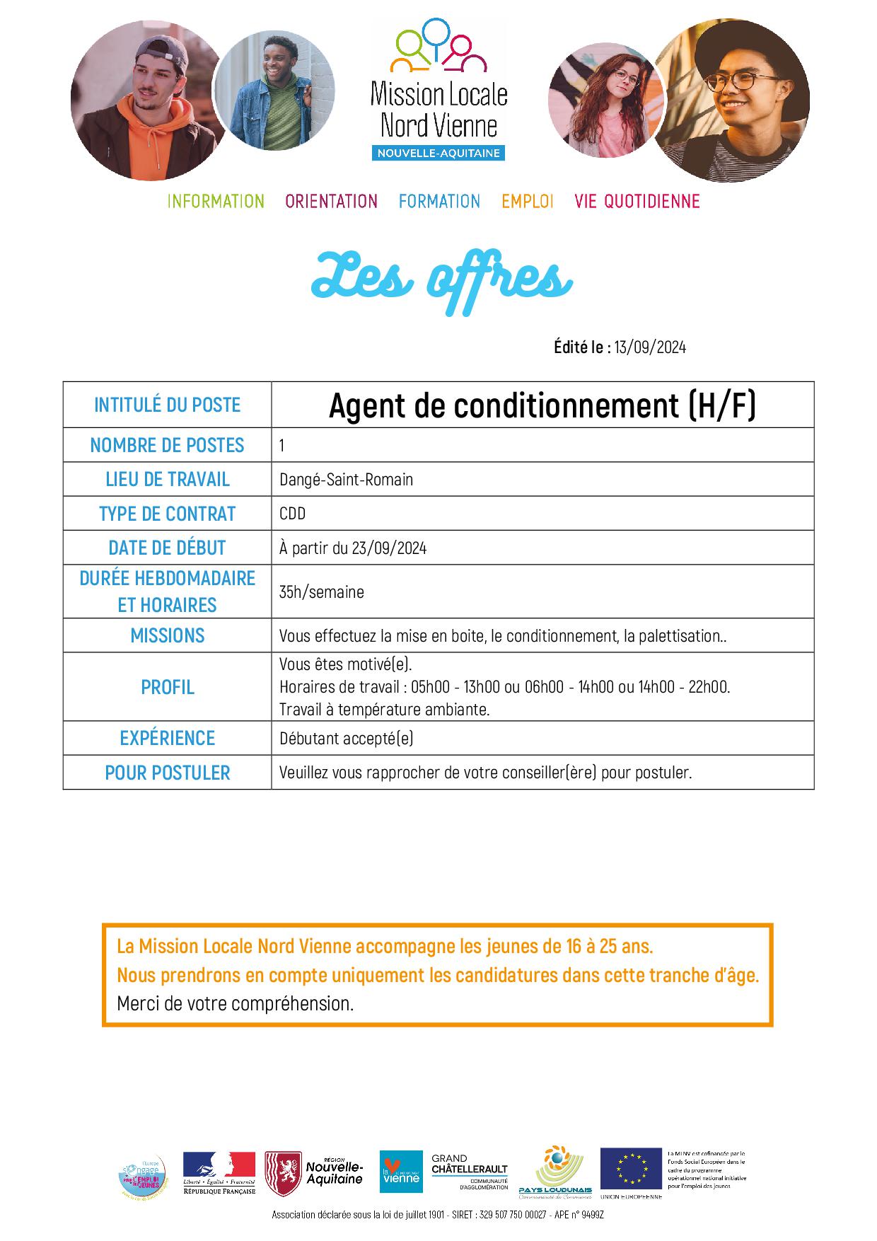 Agent de conditionnement (H/F)