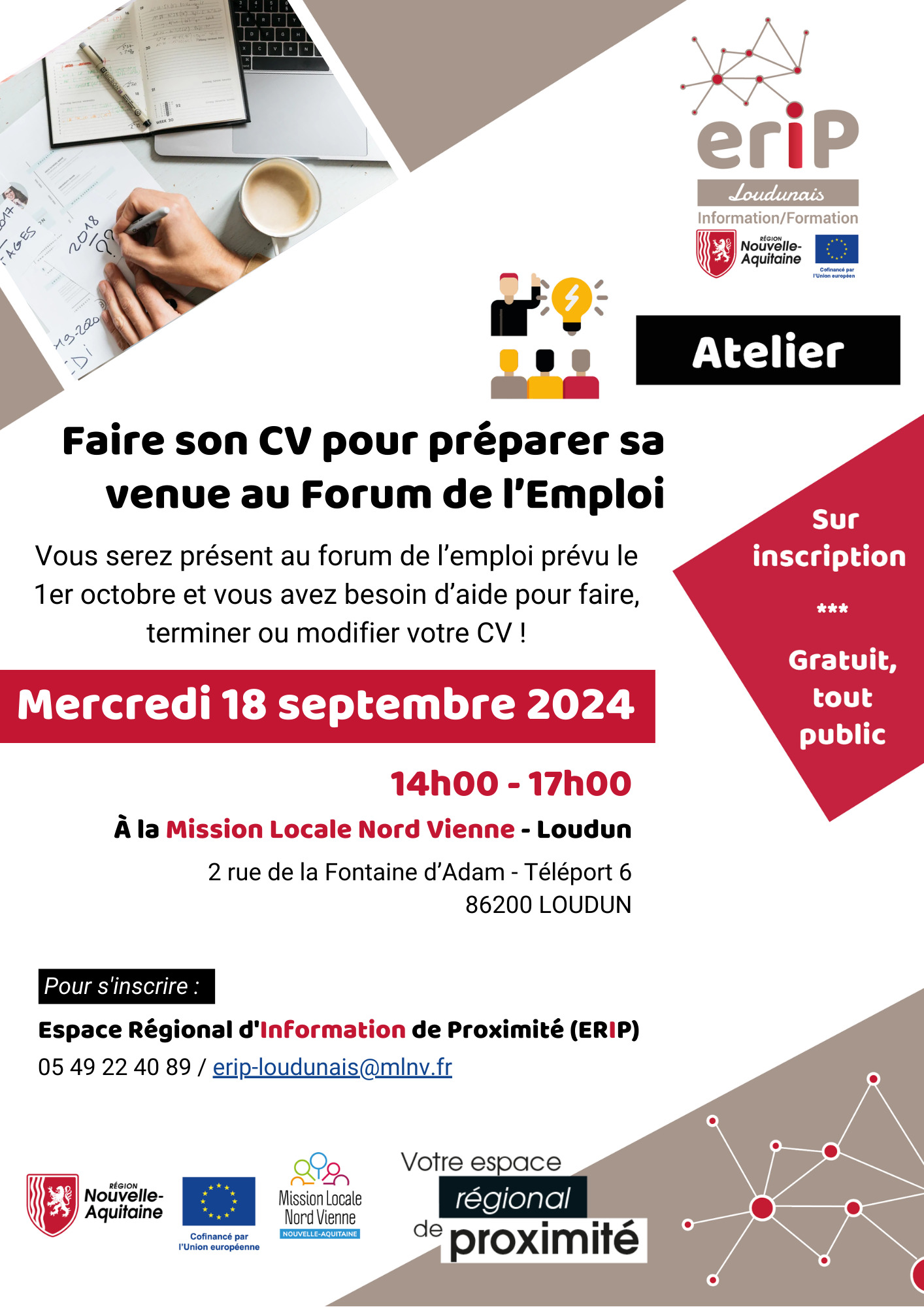 ERIP LOUDUNAIS : FAIRE SON CV POUR PRÉPARER SA VENUE AU FORUM DE L’EMPLOI !