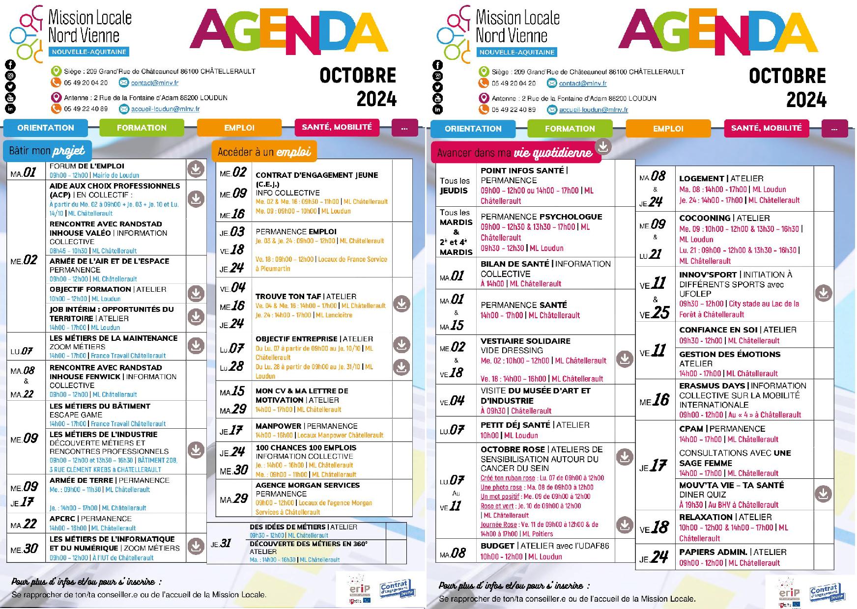 L’AGENDA D’OCTOBRE 2024 !