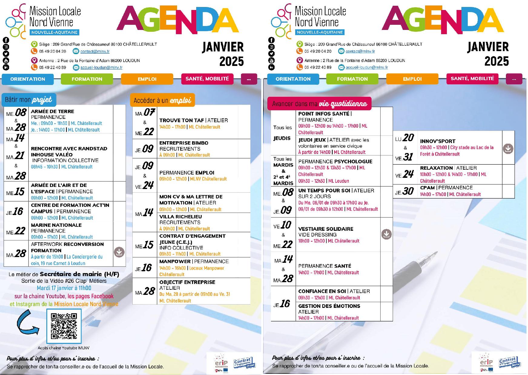 L’AGENDA DE JANVIER 2025 !