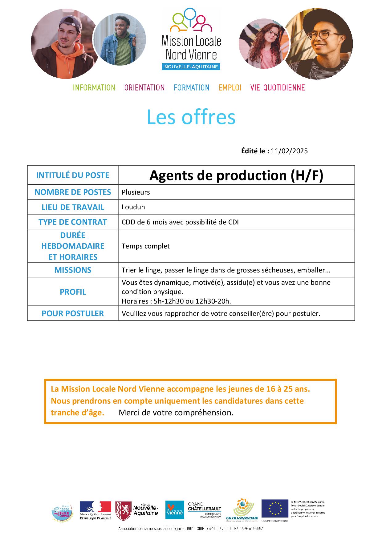 Agents de production (H/F)