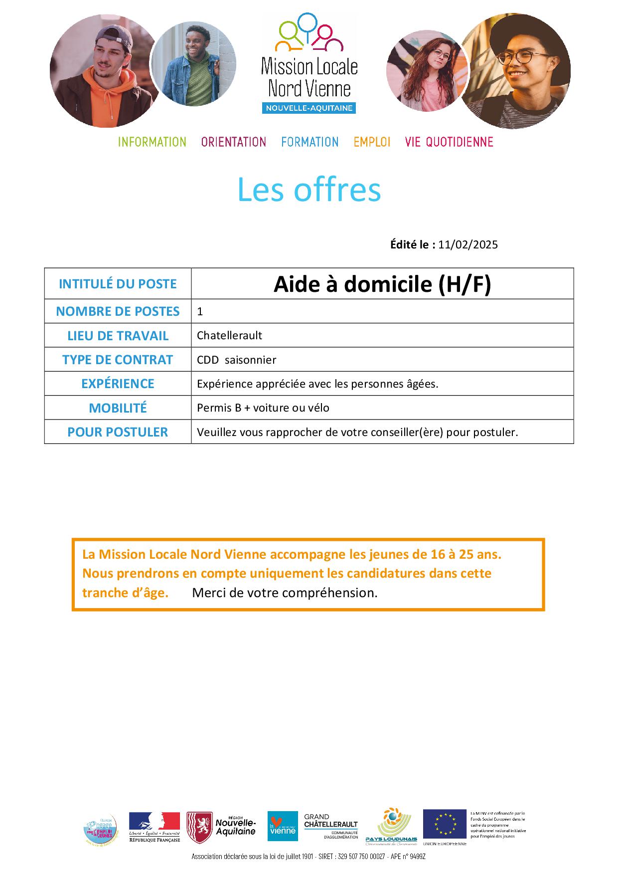 Aide à domicile (H/F)