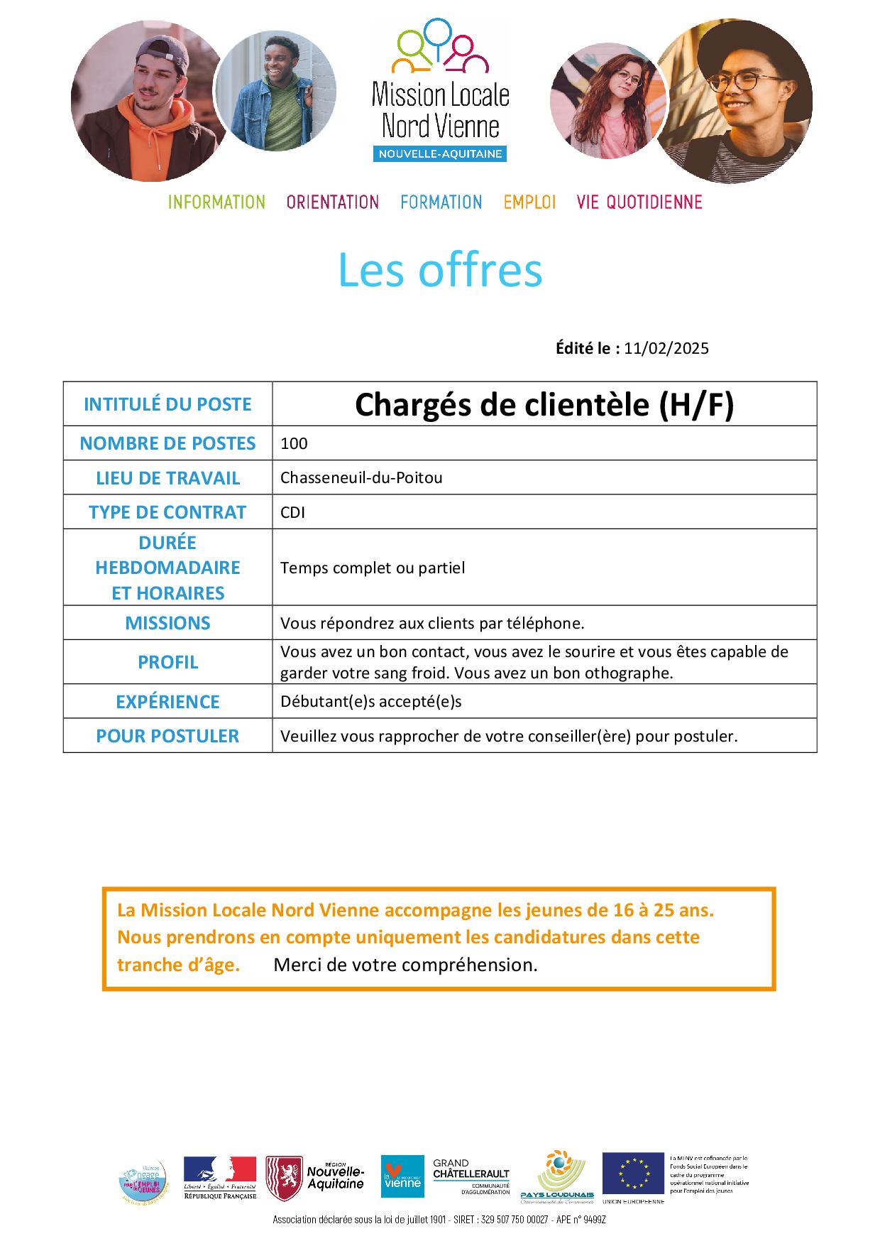 Chargés de clientèle (H/F)